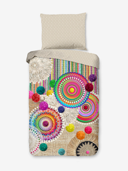 HIP 140 x 200 cm - Lenjerie de pat reversibilă cu model bej HIP Inessa