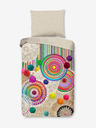 HIP 140 x 200 cm - Lenjerie de pat reversibilă cu model bej HIP Inessa