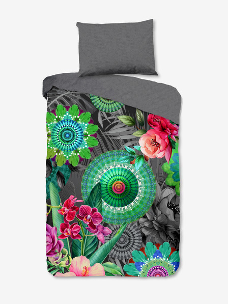 HIP Lenjerie de pat reversibilă cu model gri HIP Thirze 140 x 200 cm -