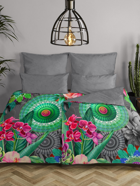 HIP Lenjerie de pat reversibilă cu model gri HIP Thirze 140 x 200 cm -