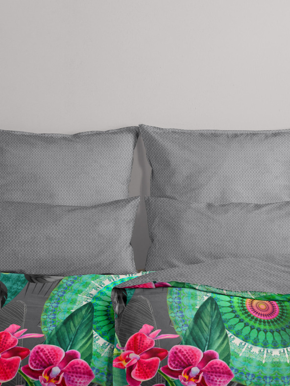 HIP Lenjerie de pat reversibilă cu model gri HIP Thirze 140 x 200 cm -